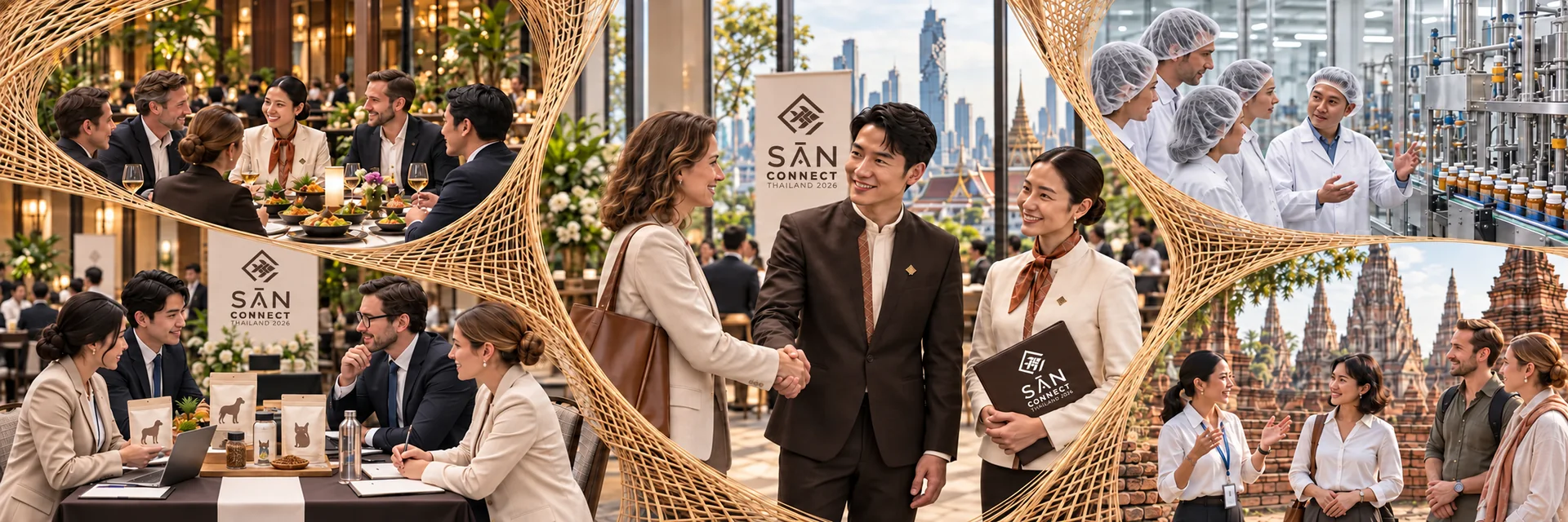 ภาพประกอบกิจกรรม SĀN เชื่อมด้วยเส้นไม้ไผ่สาน: จับคู่ธุรกิจและ Showcase ผู้ชายเอเชียและผู้หญิงตะวันตกจับมือท่ามกลางวิวกรุงเทพฯ ดินเนอร์ ดูโรงงานทันสมัย และวัฒนธรรมอยุธยา