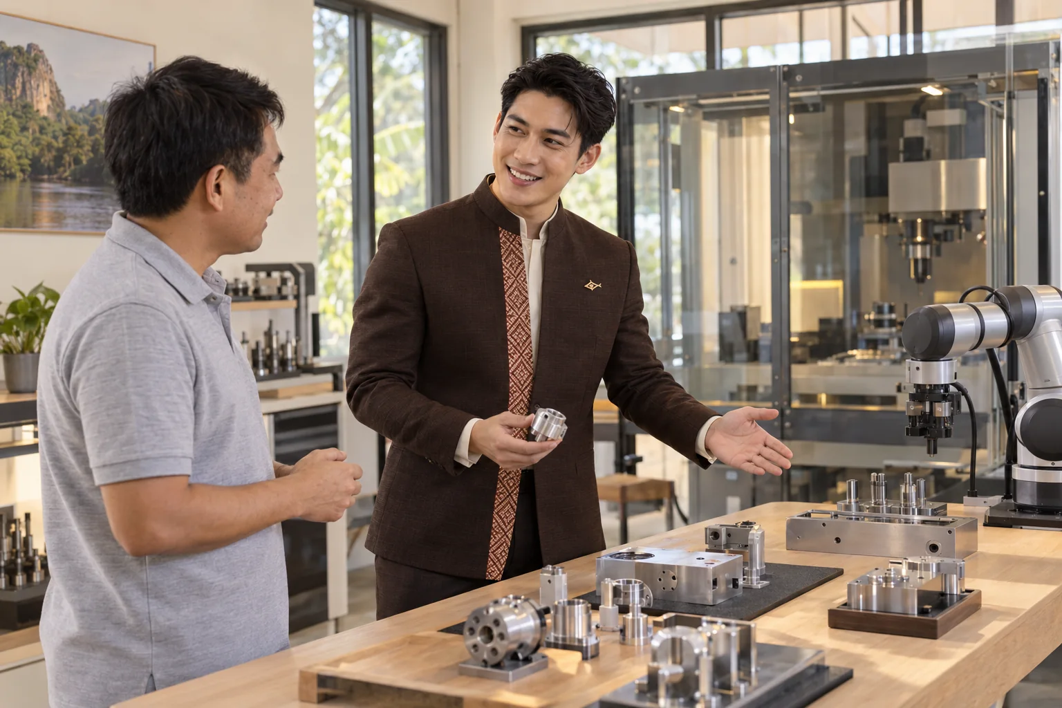 ภาพจำลอง: เจ้าหน้าที่ SĀN แนะนำการผลิต · เทคโนโลยีอุตสาหกรรม ในปราจีนบุรี