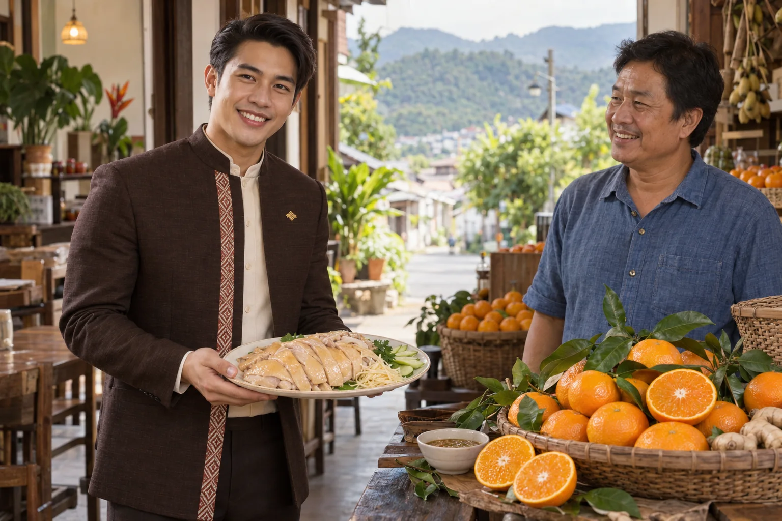 ภาพจำลอง: เจ้าหน้าที่ SĀN แนะนำไก่เบตง · ส้มโชกุน ในยะลา